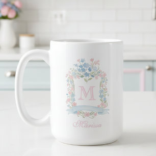 Personalized Floral Crest Mug