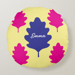 Personalized Floral Custom Name Couple Best Friend Round Pillow