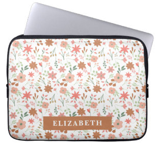 Personalized Floral Cute Spring Flower Boho Laptop Sleeve