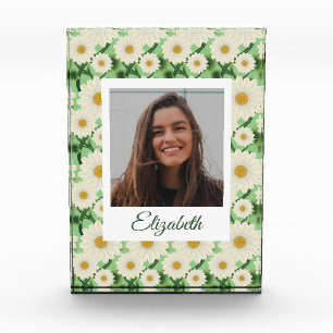 Personalized Floral Daisy Pattern Photo Block