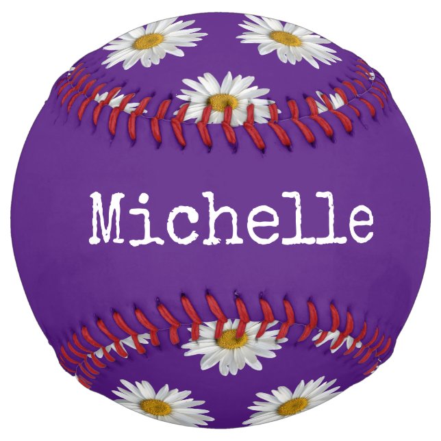 Personalized Floral Daisy Purple Softball (Front)