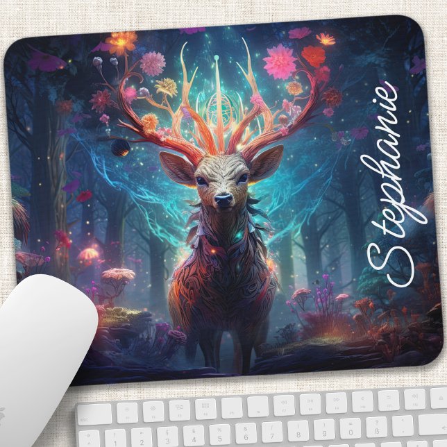 Personalized Floral Deer Mouse Pad (Creator Uploaded)
