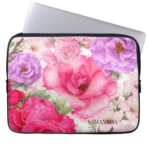 Personalized Floral Design Laptop Sleeve