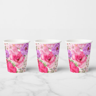 Personalized Floral Design Paper Cups