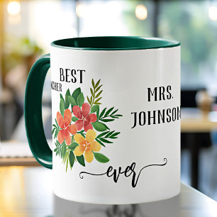 Personalized Floral Design Teacher Appreciation Mug