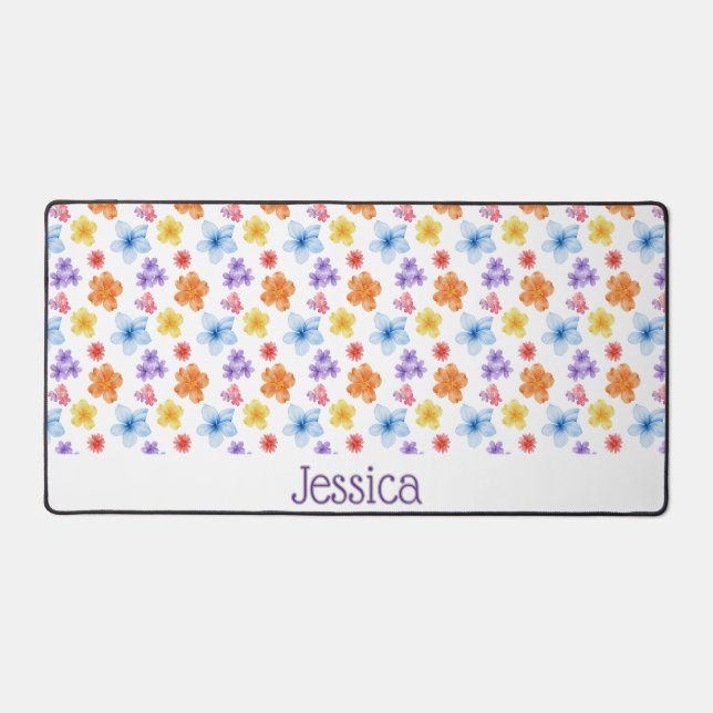 Personalized Floral Desk Mat (Front)