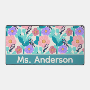 Personalized Floral Desk Mat