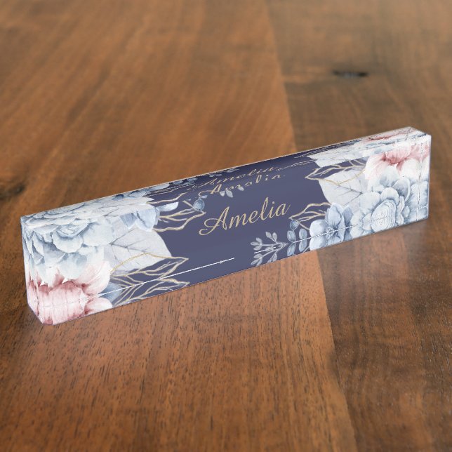 Personalized Floral desk Nameplate (Side)