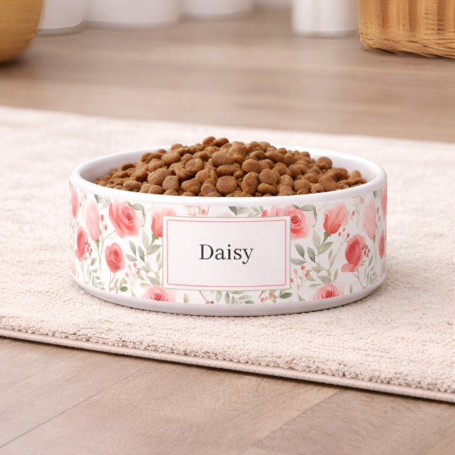 Personalized Floral Dog Bowl with Name (Creator Uploaded)