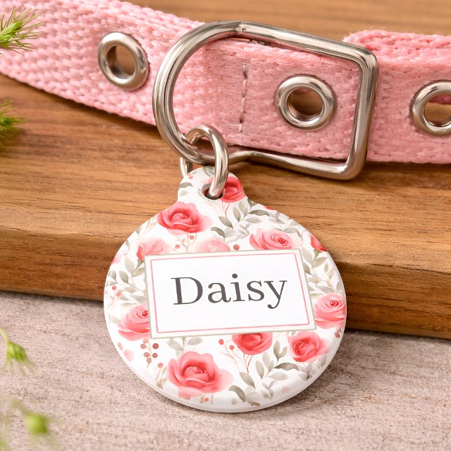 Personalized Floral Dog Tag with Name (Creator Uploaded)