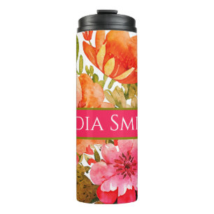 Personalized floral drink tumbler