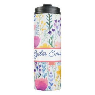 Personalized floral drink tumbler