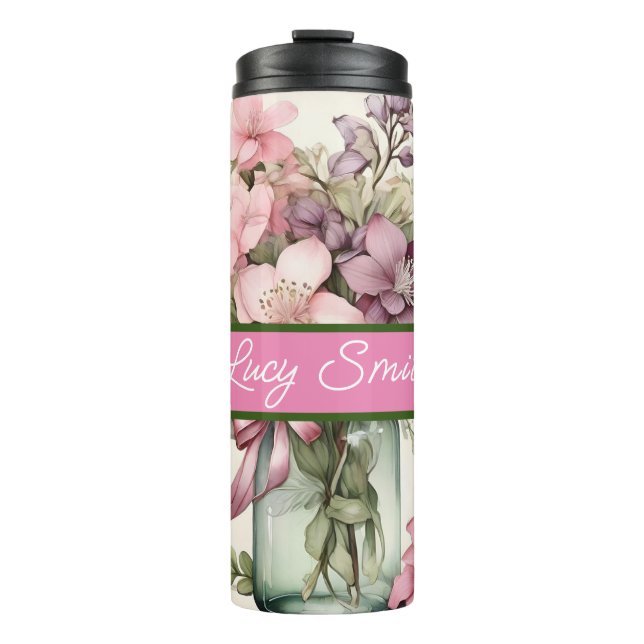 Personalized floral drink tumbler (Front)