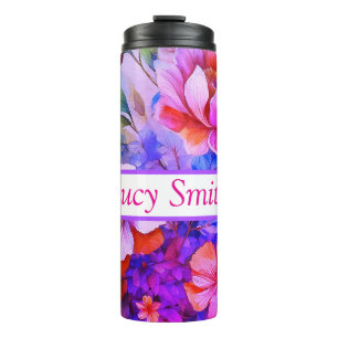 Personalized floral drink tumbler