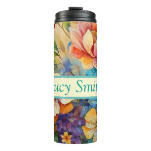Personalized floral drink tumbler