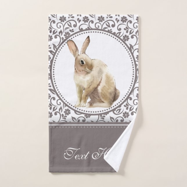 Personalized Floral Easter Rabbit design Hand Towel (Hand Towel)