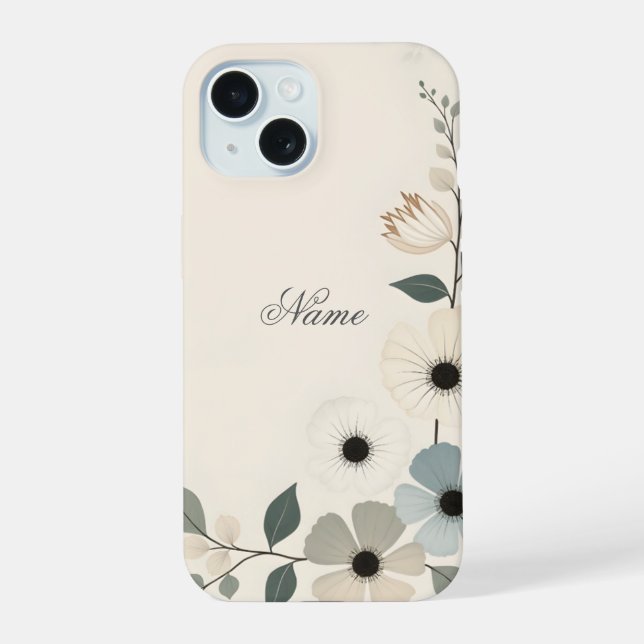 Personalized Floral Edging  iPhone 15 Case (Back)