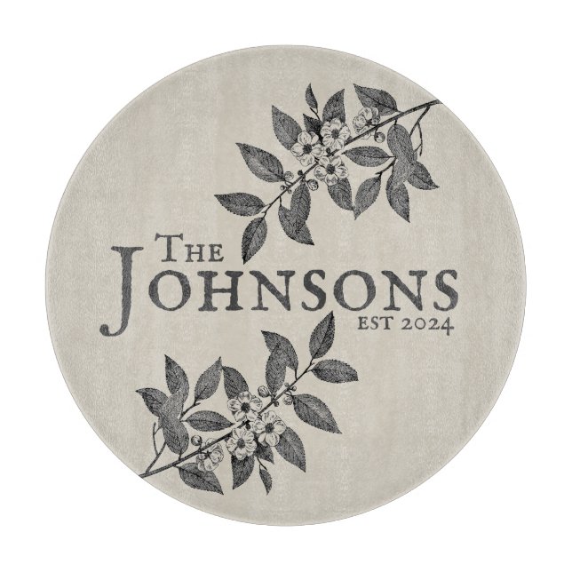 Personalized Floral Elegance Cutting Board (Front)