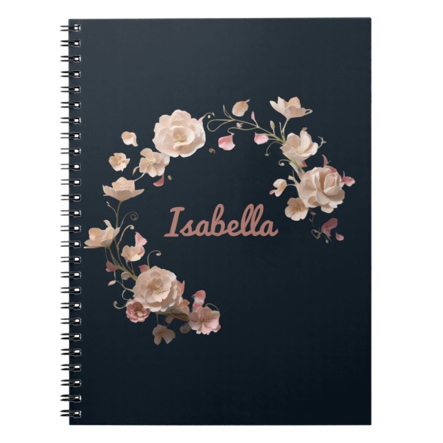 Personalized Floral Elegance Spiral Notebook (Front)