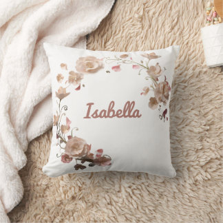Personalized Floral Elegance Throw Pillow