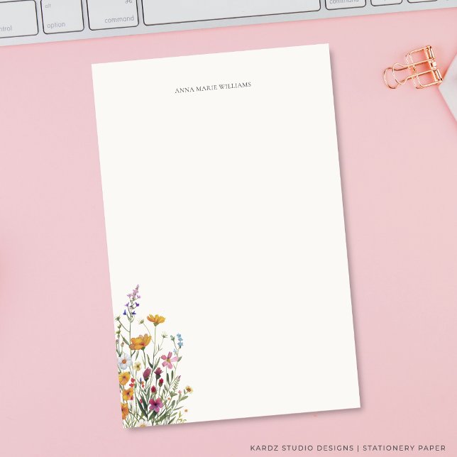 Personalized Floral Elegant Stationery (The image shows stationery paper in 5.5 x 8.5 inches. Add your name before checkout.)