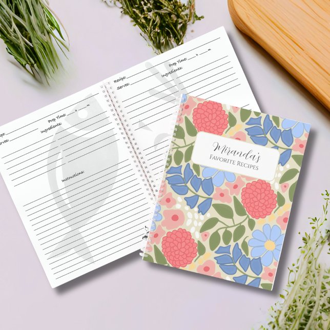 Personalized Floral Favorite Recipe Notebook (Personalized Floral Favorite Recipe Notebook)