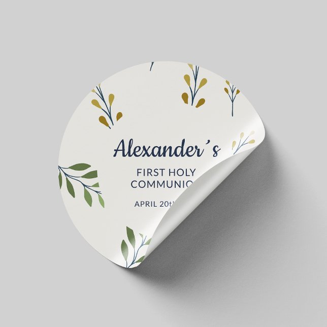 Personalized Floral First Communion Sticker (Creator Uploaded)