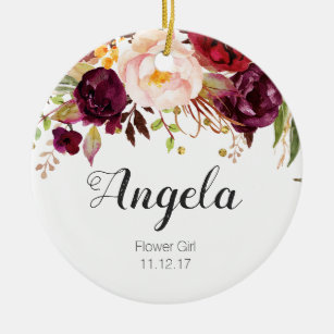 Personalized Floral Flower Girl Christmas Ornament
