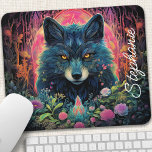 Personalized Floral Forest Wolf Mouse Pad<br><div class="desc">Transform your workspace into a mystical oasis with this personalized mouse pad featuring a majestic wolf adorned with vibrant floral patterns. The enchanting scene, set within a lush forest, evokes a sense of tranquillity and wonder. Add a personal touch with your name or a meaningful quote. The smooth surface ensures...</div>