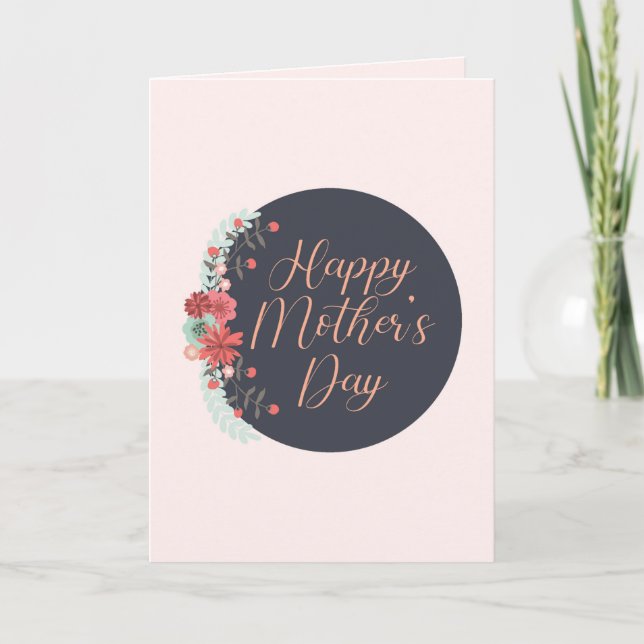 Personalized floral frame Happy Mothers Day Card (Front)