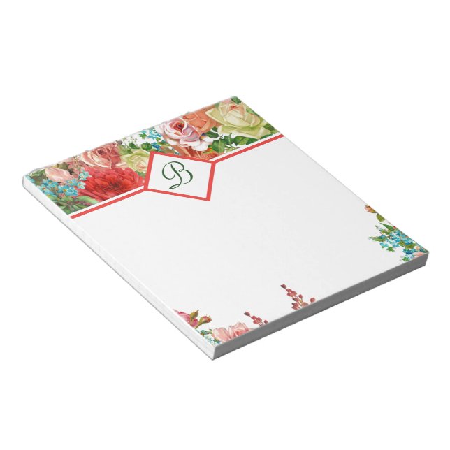 Personalized floral frame notepad (Angled)