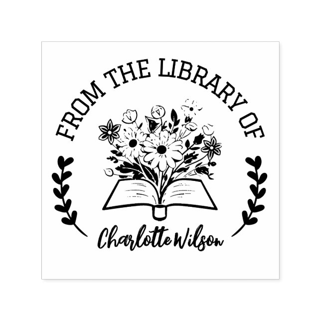 Personalized Floral From The Library Of Book Stamp (Design)