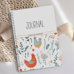 Personalized Floral Fun Chicken Journal