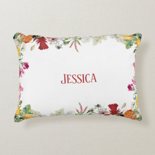 Personalized Floral Garden Colourful Flowers Accent Pillow
