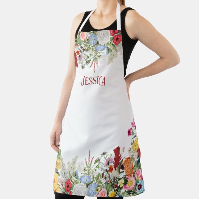 Personalized Floral Garden Colourful Flowers Apron (Insitu)