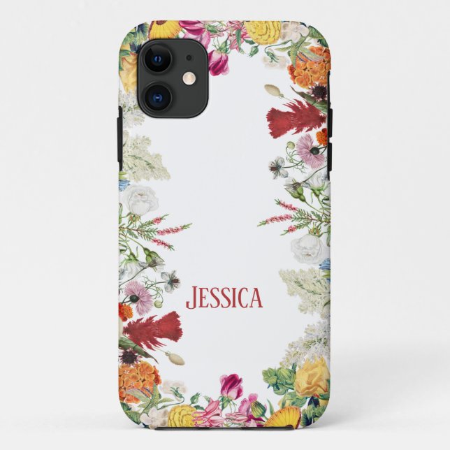 Personalized Floral Garden Colourful Flowers Case-Mate iPhone Case (Back)