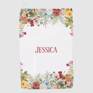 Personalized Floral Garden Colourful Flowers Golf Towel