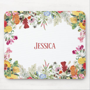 Personalized Floral Garden Colourful Flowers Mouse Pad