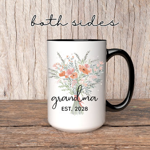 Personalized Floral Grandma Mug, Mother’s Day Gift Mug