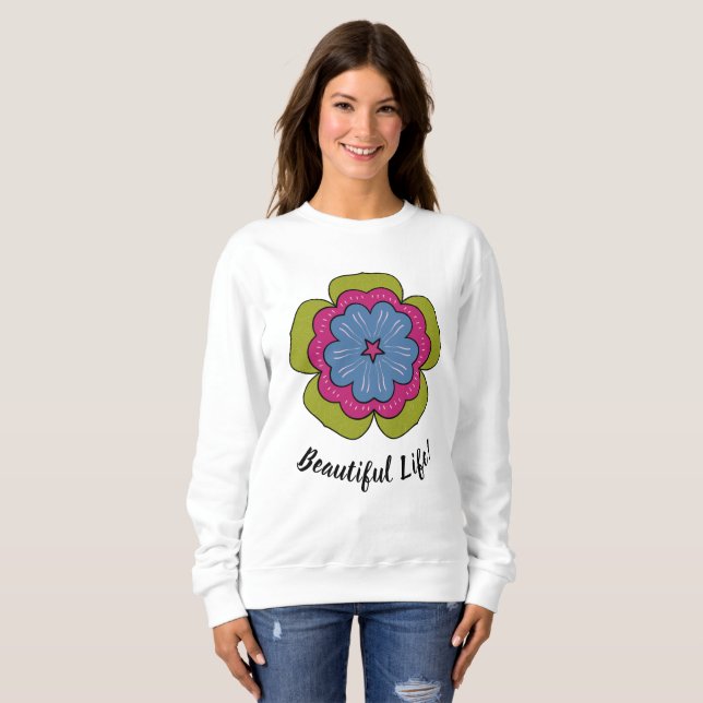 Personalized Floral Graphic Women's  Sweatshirt (Front Full)