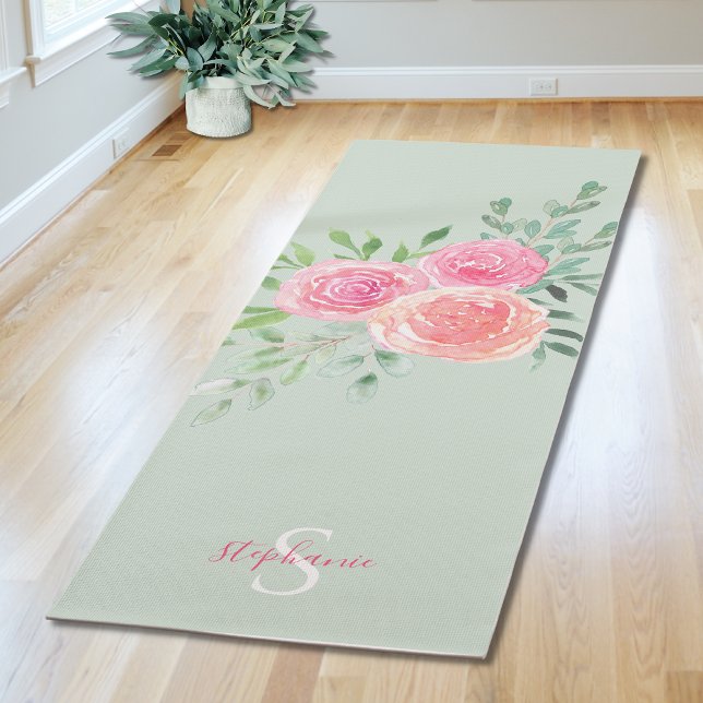 Personalized Floral Green Yoga Mat (Creator Uploaded)