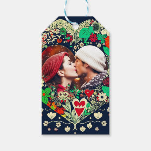 Personalized Floral Heart Frame Romantic Gift Tags