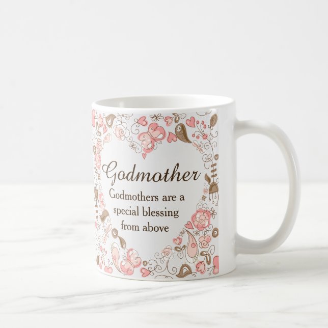 Personalized Floral Heart Godmother Coffee Mug (Right)
