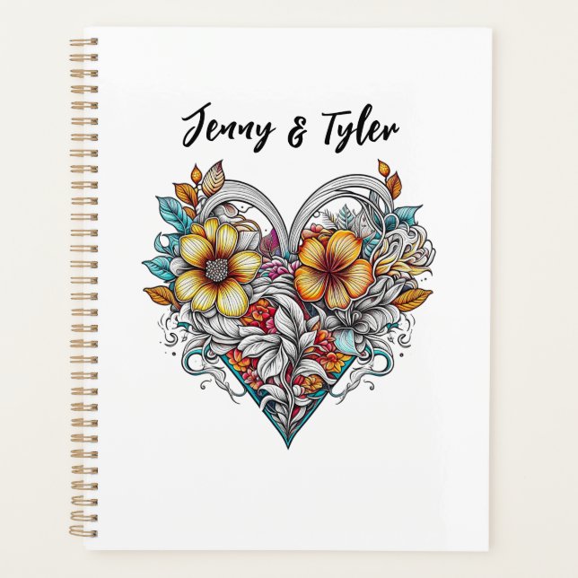 Personalized Floral Heart Romantic Planner (Front)