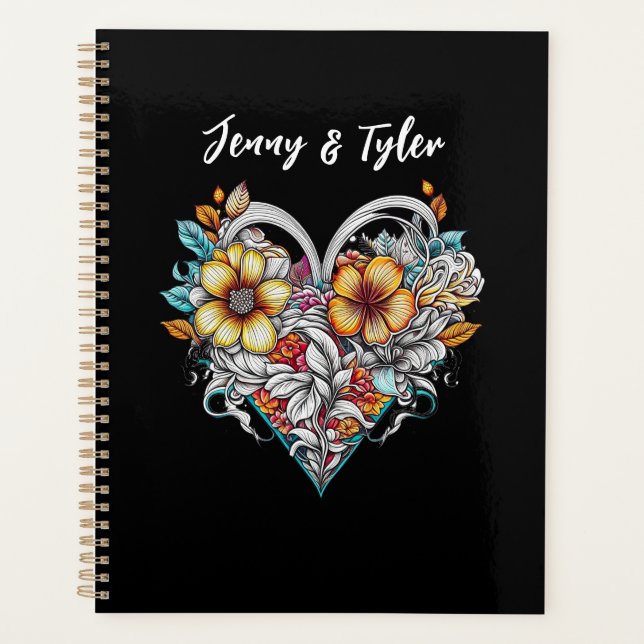 Personalized Floral Heart Romantic Planner (Front)
