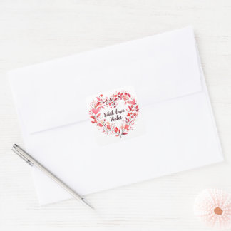 Personalized Floral Heart Square Sticker