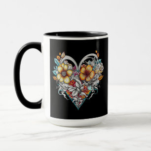 Personalized Floral Heart with Sentimental Message Mug