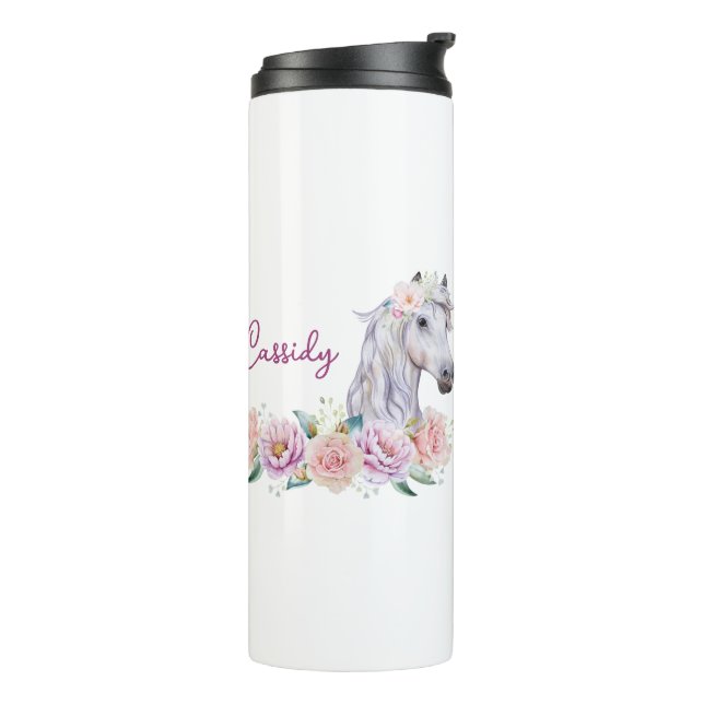Personalized Floral Horse  Thermal Tumbler (Rotated Left)
