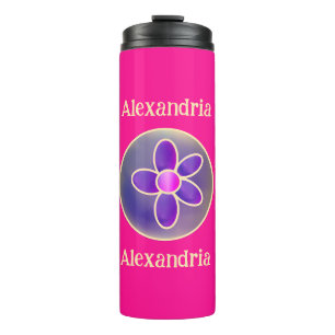 Personalized Floral Hot Pink Thermal Tumbler