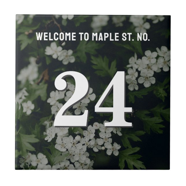 Personalized Floral House / Apartment Number Tile (Front)